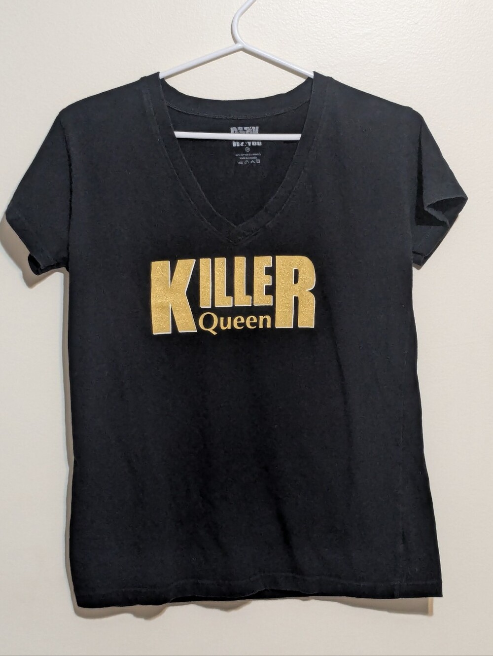 We Will Rock You Killer Queen Gold Sparkle Tee - XL